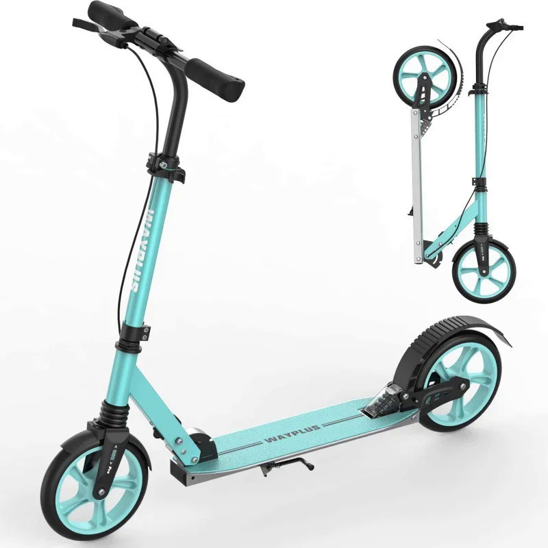 AQWAYPLUS Kick Scooter อายุ6ปีเด็กวัยรุ่นและผู้ใหญ่ รับน้ำหนักได้สูงสุด240ปอนด์ พับเก็บได้น้ำหนักเบา8IN ล้อขนาดใหญ่สำหรั