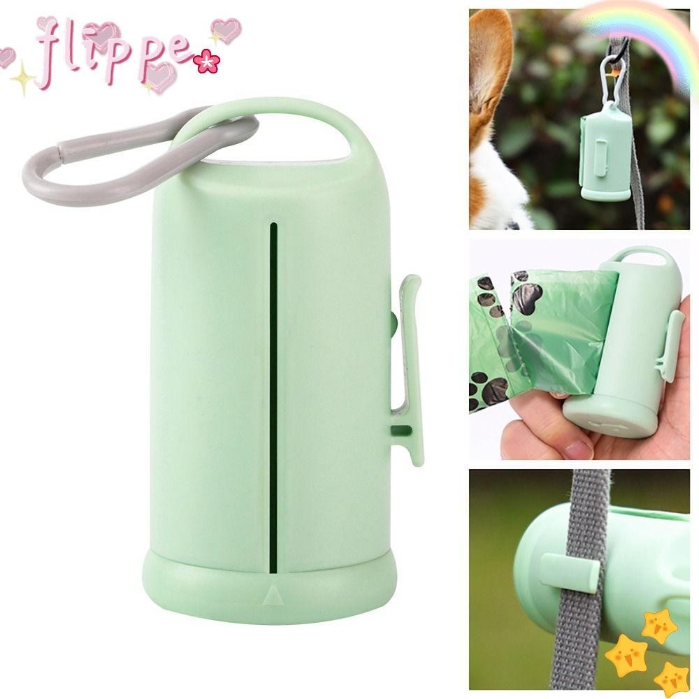 FLIPPE เครื่องจ่ายถุงเซ่อสุนัข PP PE หน้าต่างที่มองเห็นได้ผู้ถือถุงขยะลูกสุนัขฉีกขาดเรียบร้อยแขวนคลิปพร้อมตะขอแบบพกพาแมวสุนัขทาความสะอาดกลางแจ้งเดินทาง