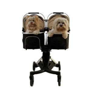 รถเข็นสัตว์เลี้ยงหรูหราแบบพับได้อลูมิเนียมการบินพร้อมผ้าคลุมกันน้ำสำหรับสุนัขสองตัว U801T