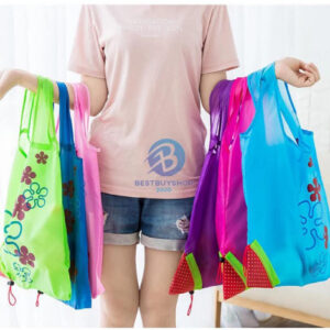 ถุงพับเก็บได้ ลายสตอเบอรี่ ลดโลกร้อน พกพาง่าย สะดวกต่อการใช้งาน bb99