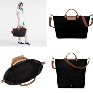 NEW longchamp Le Pliage Original Travel bag expandable Black แท้100 ออกชอปยุโรป