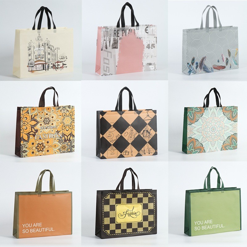 ถุงผ้าสปันบอนด์ ถุงขนาดใหญ่ จุได้เยอะ พกพาสะดวก ถุงช๊อปปิ้ง พับได้ไม่ยับ น้ำหนักเบา ทนทาน G3212