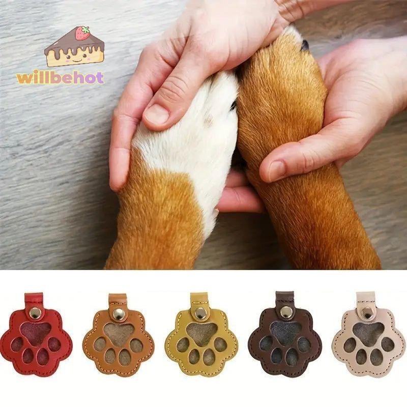 Willbehott Memorial Leather Pet Hair Storage Bag Cute Cat Claw Keychain Multifunctional Portable Keychain Cat Dog Hair Storage Bag ของที่ระลึก ใหม่