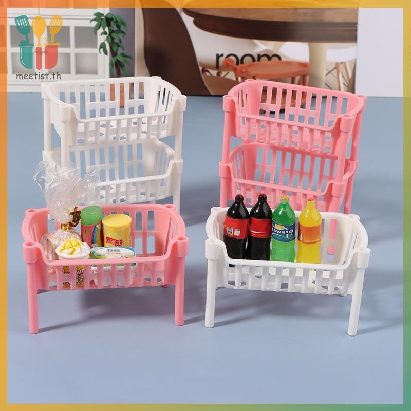 MEET 112 Dollhouse Mini อาหารตะกร้าเก็บผลไม้ตุ๊กตา House Stackable ตะกร้าตุ๊กตาอุปกรณ์ตกแต่ง TH
