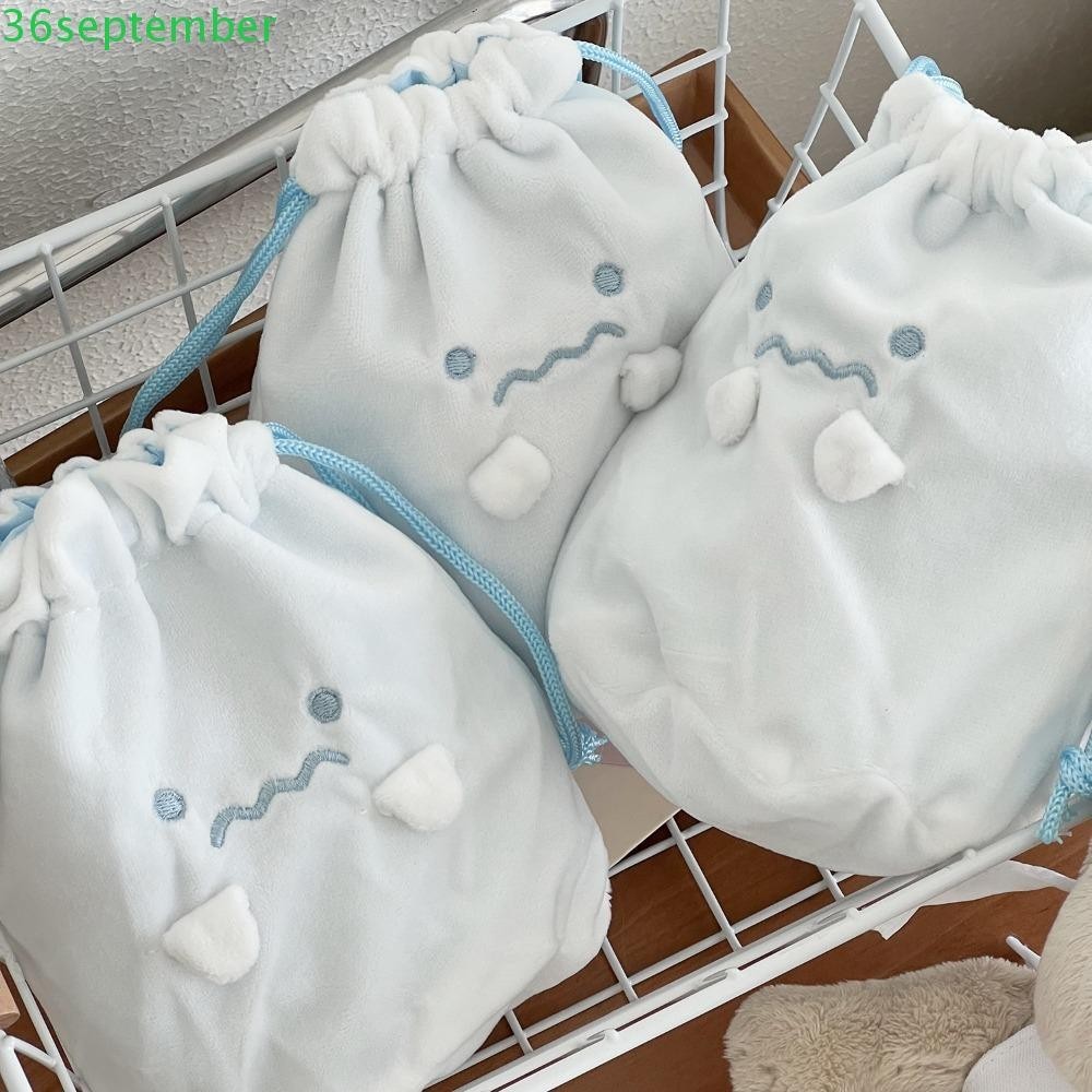 SIPTEMBER Corner Ghost Storage Pouch น้าหนักเบาสไตล์ญี่ปุ่น Sumikkogurashi Drawstring Pouch Casual Creative Kawaii กันฝุ่น Drawstring Bag Camping