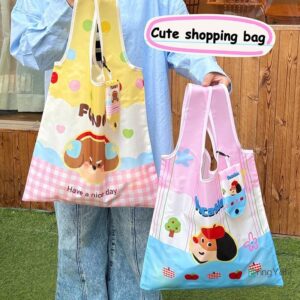 AringYohi กระเป๋าถือการ์ตูนน่ารักแบบพกพามาถึงReusable Shopping BagพับToteกระเป๋าขนาดใหญ่ความจุไหล่กระเป๋าสาวของขวัญใหม่