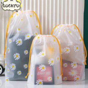 LUCKYU ถุงเก็บรองเท้า กระเป๋าหูรูดใสกันฝุ่น เสื้อผ้ากันน้าสร้างสรรค์ Classified Moistureproof Travel Shoe Bag TravelBussity Trip