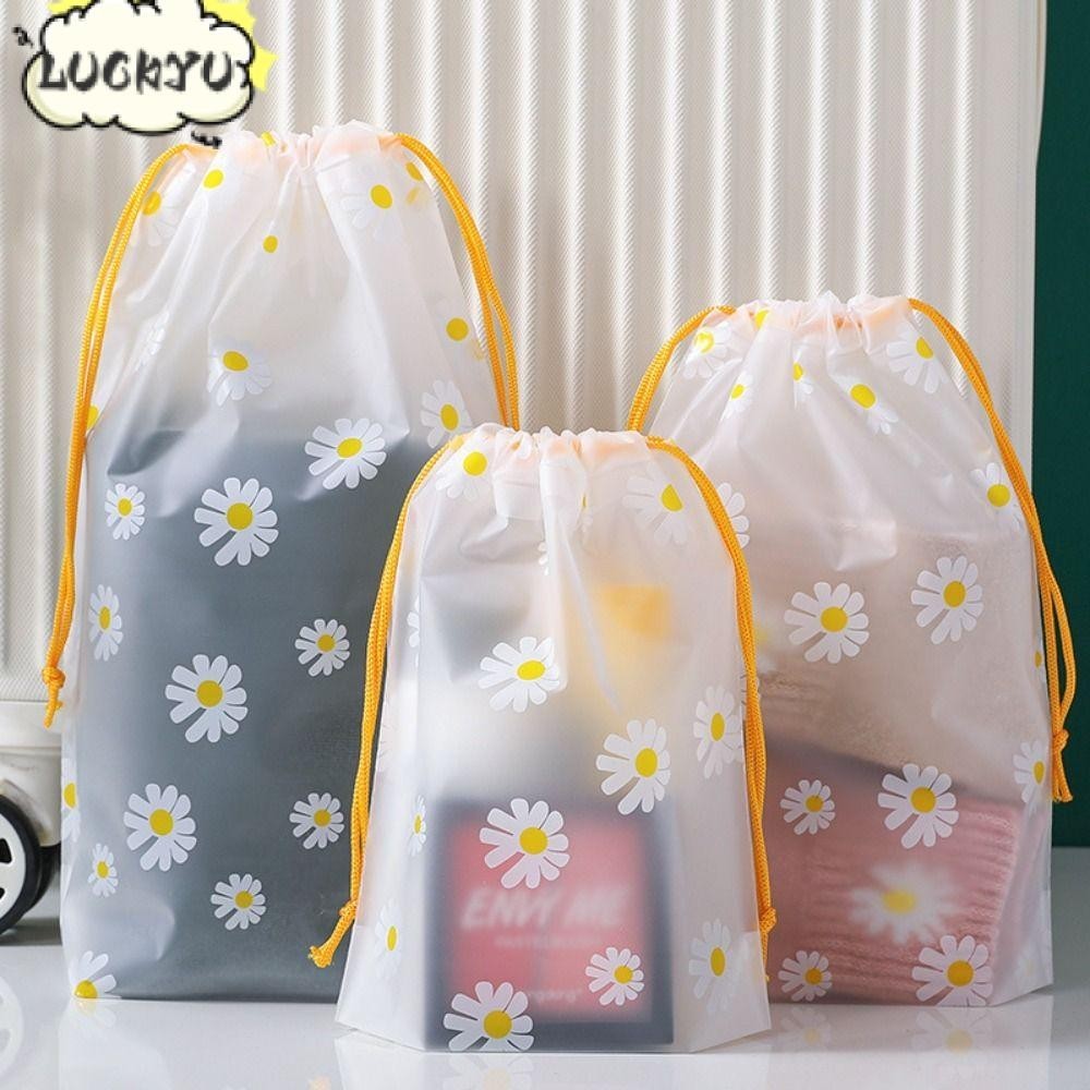 LUCKYU ถุงเก็บรองเท้า กระเป๋าหูรูดใสกันฝุ่น เสื้อผ้ากันน้าสร้างสรรค์ Classified Moistureproof Travel Shoe Bag TravelBussity Trip