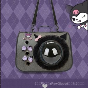 Kuromi Cat Bag Outing กระเป๋าแมวแบบพกพาไหล่ Breathable กระเป๋าสัตว์เลี้ยง Cat Space Capsule กระเป๋าลูกสุนัข 9ZXS