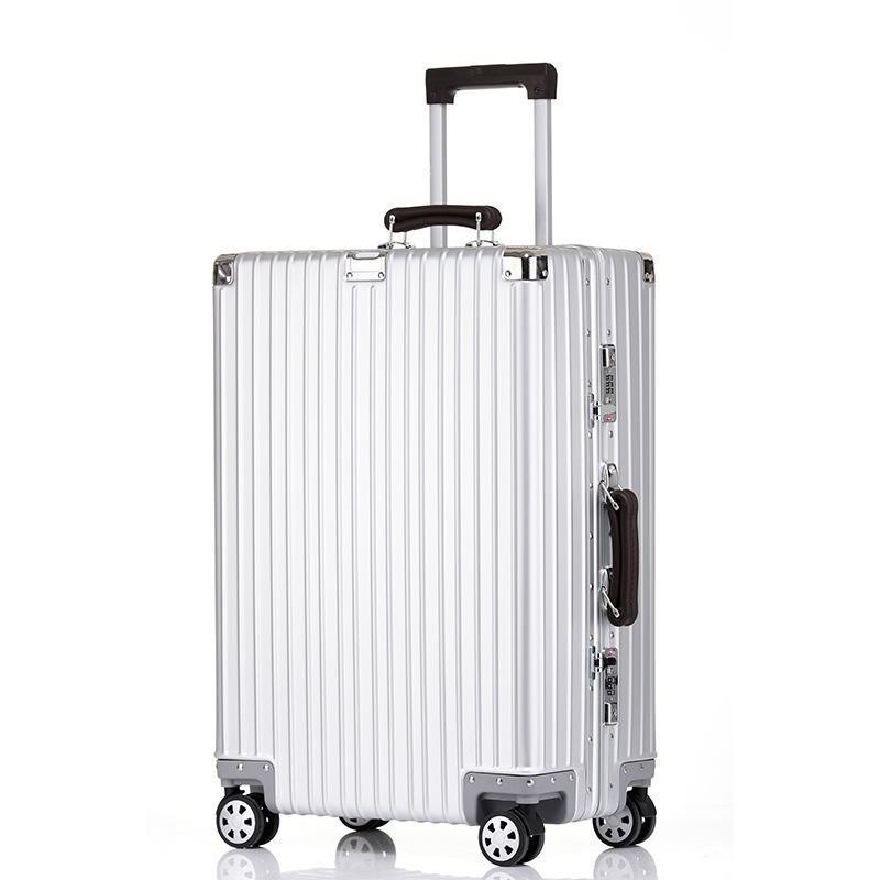 ขายร้อน 2020 สินค้าใหม่ Retro อลูมิเนียมแมกนีเซียมรถเข็น Universal ล้อโลหะหนังกระเป๋าเดินทางอินเทรนด์ Limited Time ข้อเสนอพิเศษ