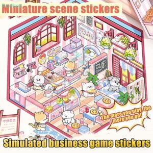 เรดฮอท 1เซ็ตร้านอาหารการ์ตูนเบเกอรี่ฉากจิ๋ว3งบ้านสติกเกอร์ภูมิทัศน์ภาพซ้อนสติกเกอร์สามมิติลดราคา