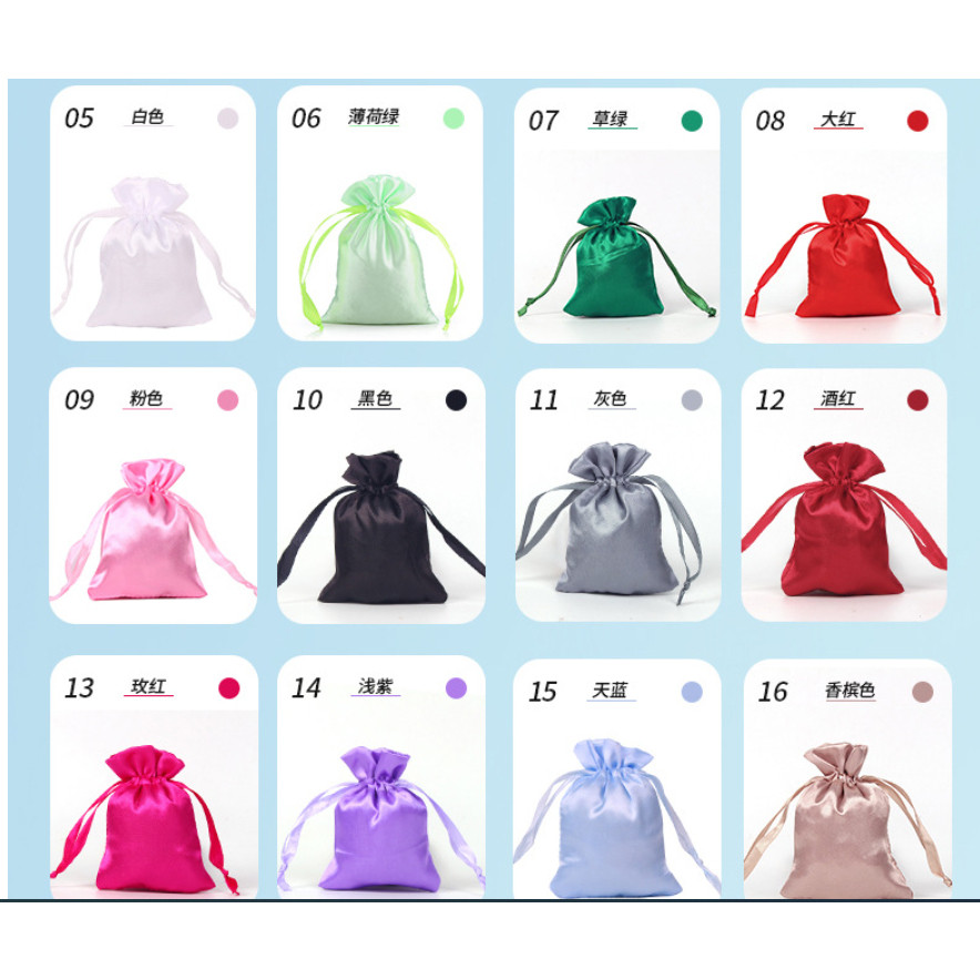 พร้อมส่ง8Hถุงหูรูด ผ้าซาติน ถุงเก็บวิกผมเทียมแบบกันฝุ่น เก็บเครื่องประดับ