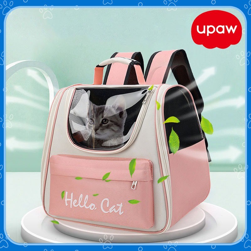 กระเป๋าแมว เป้สัตว์เลี้ยง พับเก็บได้ ระบายอากาศได้ หน้าต่างกันสาด กระเป๋าสีขอบด้านข้าง ของใช้แมว