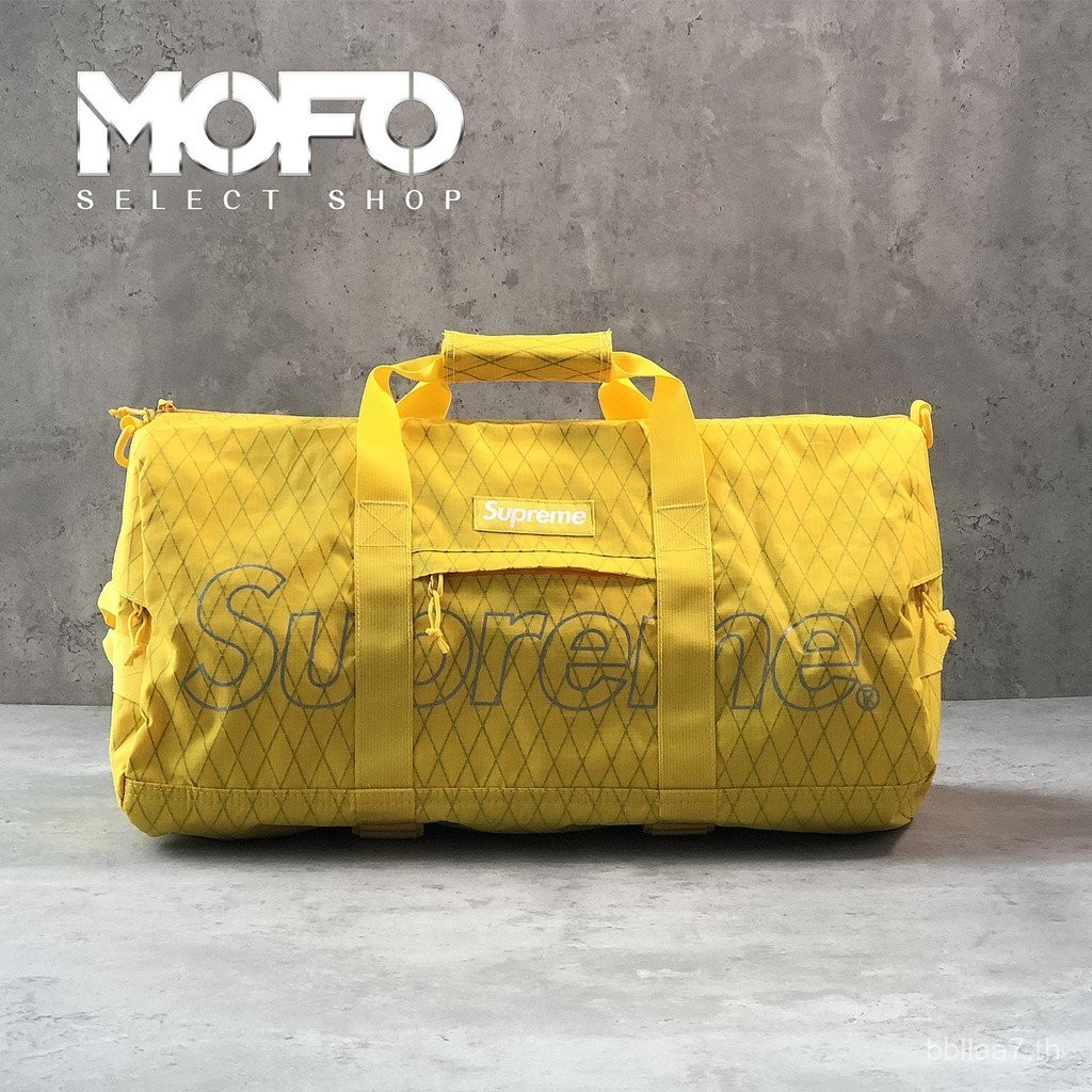 กระเป๋าดัฟเฟิล Supreme สีพื้น ขนาดใหญ่ โลโก้ กระเป๋าสะพายข้างเดียว สีเหลือง