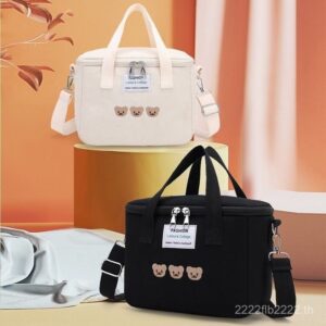 ใหม่สไตล์แบบพกพาผ้าใบแม่กระเป๋าหนาถุงอาหารกลางวันมือแบกผ้าใบกระเป๋าแบบพกพาแม่กระเป๋าที่มีข้าวออก RKXI