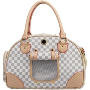 สัตว์เลี้ยงสุนัขลูกสุนัขผู้ให้บริการแบบพกพาระบายอากาศกระเป๋าสัตว์เลี้ยงแมวสุนัข ค มาถึง กระเป๋าขาออกเดินทางสัตว์เลี้ยงกระเป๋าถือ ส สีขาว