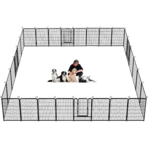 คอกกั้นสุนัข 40 นิ้วความสูง 28 แผง Heavy Duty รั้วสุนัข Pet Playpen พร้อมประตู ปากกาออกกาลังกายสุนัขป้องกันสนิมพร้อมล็อค