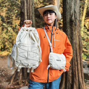 CrossBorder Outdoor Mountaineering ผู้ชายผู้หญิงขนาดใหญ่ความจุกระเป๋าเป้สะพายหลังสองชิ้นน้าหนักเบา WaterRepellent Draw