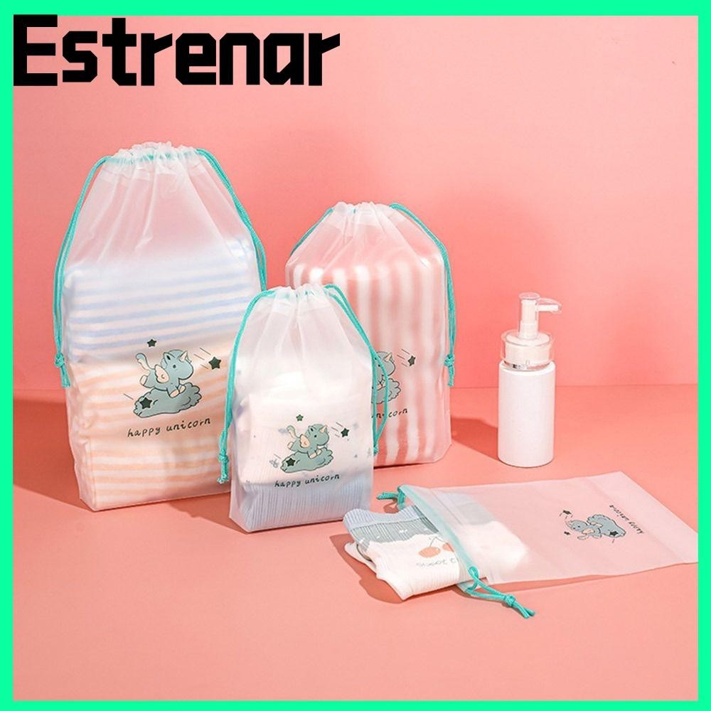 ESTRENAR กระเป๋าหูรูดกันฝุ่นการ์ตูนไดโนเสาร์รองเท้าถุงเก็บทนทานMatteโปร่งใสPEกันน้าTravel Bundleกระเป๋าเดินทางกลางแจ้งBussity Trip