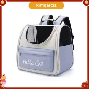 kimgarcia Cat Bag อุปกรณ์สัตว์เลี้ยงความจุขนาดใหญ่ Cat Out กระเป๋าอวกาศแบบพกพา กระเป๋าสัตว์เลี้ยงระบายอากาศกันแดดสีฟ้า