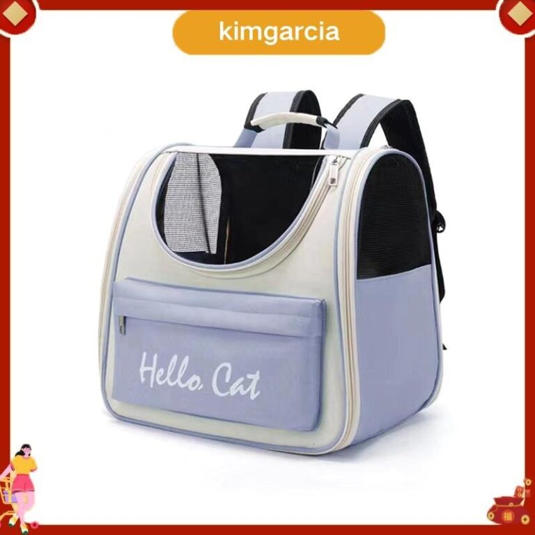 kimgarcia Cat Bag อุปกรณ์สัตว์เลี้ยงความจุขนาดใหญ่ Cat Out กระเป๋าอวกาศแบบพกพา กระเป๋าสัตว์เลี้ยงระบายอากาศกันแดดสีฟ้า
