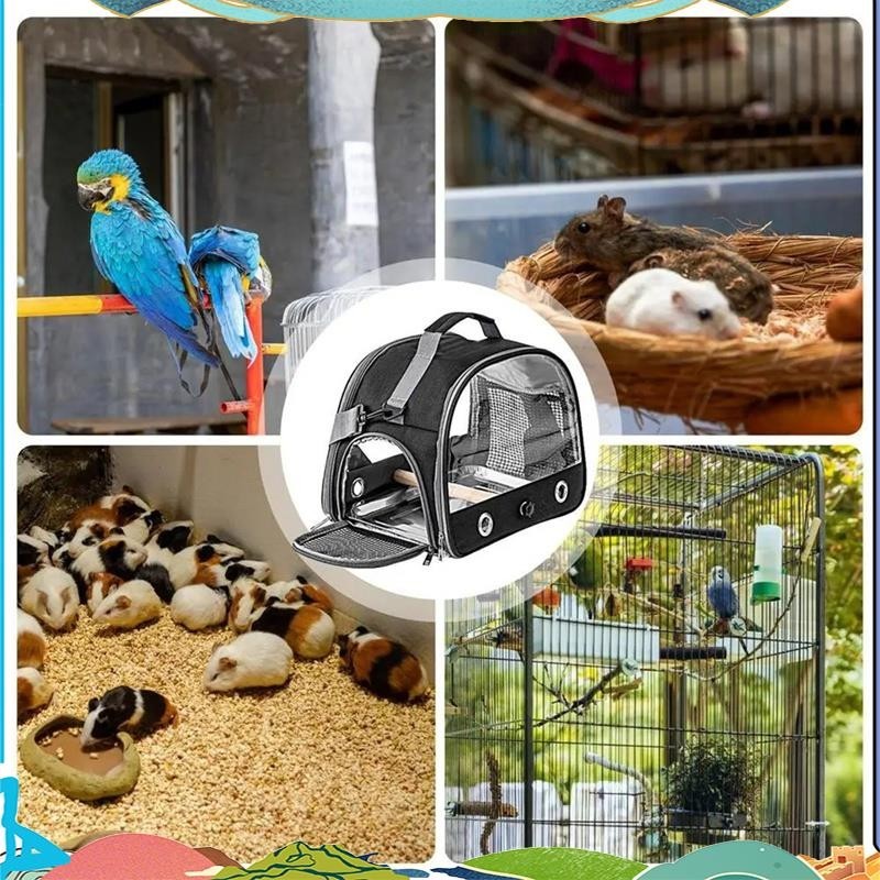Bird Carrier Bag กระเป๋าเป้สะพายหลังสาหรับนกแก้ว WithStrap Portable Small Animal Carrier Outside Travel Cage