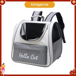 kimgarcia อุปกรณ์สัตว์เลี้ยงความจุขนาดใหญ่ Cat Out กระเป๋าอวกาศแบบพกพา กระเป๋าสัตว์เลี้ยงระบายอากาศกันแดดสีเทา