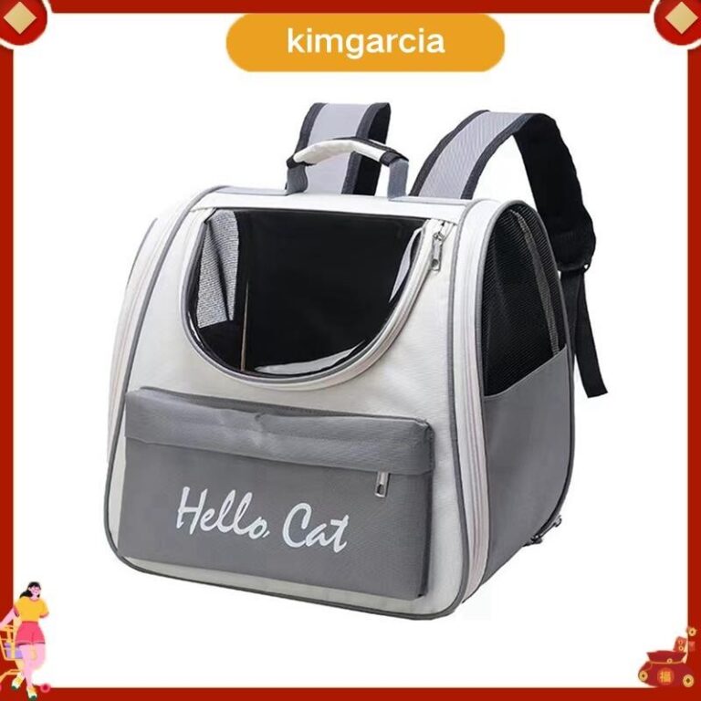 kimgarcia อุปกรณ์สัตว์เลี้ยงความจุขนาดใหญ่ Cat Out กระเป๋าอวกาศแบบพกพา กระเป๋าสัตว์เลี้ยงระบายอากาศกันแดดสีเทา