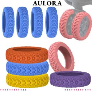 Aulora 8 ชิ้นเซ็ตกระเป๋าเดินทางล้อรองเท้ากระเป๋าเดินทางอะไหล่เพลาลดล้อกระเป๋าเดินทางล้อฝาครอบป้องกันลดเสียงรบกวนซิลิโคนรถเข็นกล่องล้อฝาครอบ