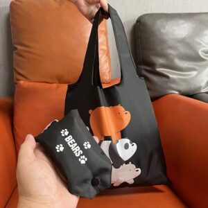 ส่วนลด หมีน่ารักความจุขนาดใหญ่การ์ตูนเป็นมิตรกับสิ่งแวดล้อมถุงช้อปปิ้งซูเปอร์มาร์เก็ตพับได้ผ้าใบแบบพกพาถุงเก็บไหล่ข้างเดียว