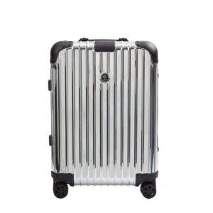 กระเป๋าเดินทาง Rimowa ขนาด 70 ซม สำหรับผู้ชายและผู้หญิง ทำจากอลูมิเนียมแมกนีเซียมอัลลอยด์ พร้อมลายเซ็นของ Moncler