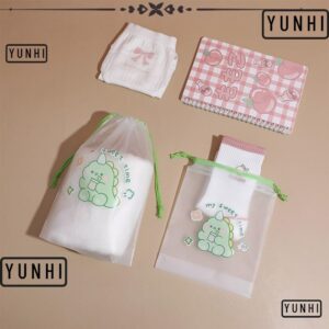 YUNHI กระเป๋าเก็บรองเท้าการ์ตูนไดโนเสาร์ Matte โปร่งใส Drawstring Bag Creative เสื้อผ้า Classified แขวนกระเป๋า PE Travel Bundle กระเป๋าเดินทางกลางแจ้งBussity Trip