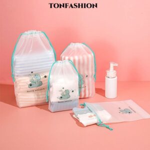 TONFASHION Drawstring Bag DustProof การ์ตูนไดโนเสาร์รองเท้ากระเป๋าเก็บ Creative Matte โปร่งใส PE กันน้า Travel Bundle กระเป๋าเดินทางกลางแจ้งBussity Trip