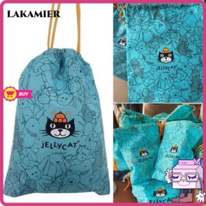LAKAMIER 1 ชิ้น jELLY แมวกระเป๋า ตุ๊กตาตุ๊กตาผ้าไม่ทอถุงของขวัญ Drawstring Tote Bag สีฟ้าฝุ่นบรรจุภัณฑ์ของเล่นสัตว์เลี้ยงของเล่นแมว