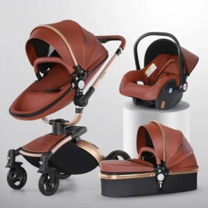 รถเข็นเด็ก 3in1 Twoway High Landscape Baby Carriage Pu หนังพับได้ Shockabsorbing Eggshell รถเข็นเด็ก 2in1