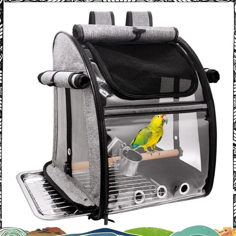 Super Stainless Steel Plate Mesh Bird Carrier Bag with Perch Travel Backpack Portable Transparent