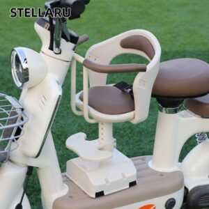 เป็นตัวเอก สกู๊ตเตอร์ไฟฟ้าที่นั่งเด็กเหล็กคาร์บอนป้องกันการลื่นออกแบบด้านหน้าติดตั้งที่นั่งจักรยาน จักรยานสบายแบบพกพาส่วนที่เหลือเท้าเด็กจักรยานรถจั