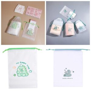 ถุงเก็บรองเท้า BANDOLERA Matte โปร่งใสการ์ตูนไดโนเสาร์ Drawstring Bag ทนทานกันฝุ่น PE เสื้อผ้า Classified กระเป๋าเดินทาง Sorting แพคเกจเดินทางกลางแจ้งBusness Trip