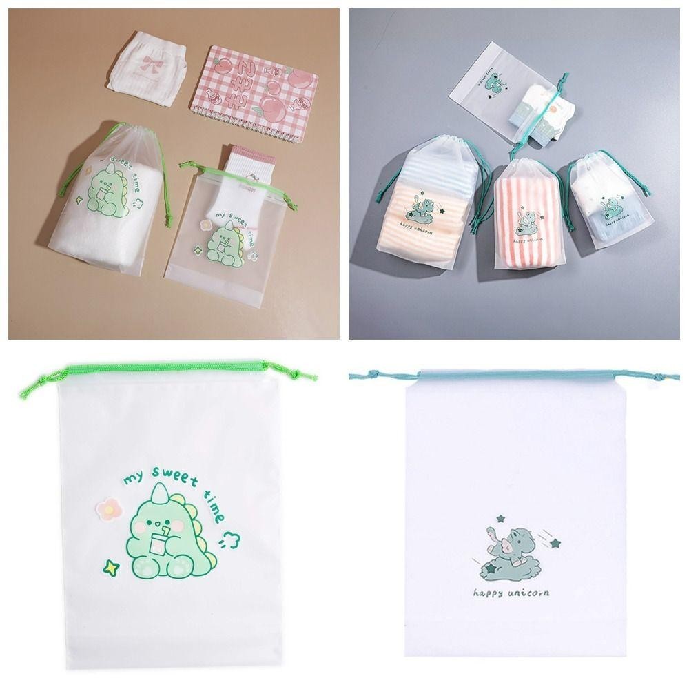 ถุงเก็บรองเท้า BANDOLERA Matte โปร่งใสการ์ตูนไดโนเสาร์ Drawstring Bag ทนทานกันฝุ่น PE เสื้อผ้า Classified กระเป๋าเดินทาง Sorting แพคเกจเดินทางกลางแจ้งBusness Trip