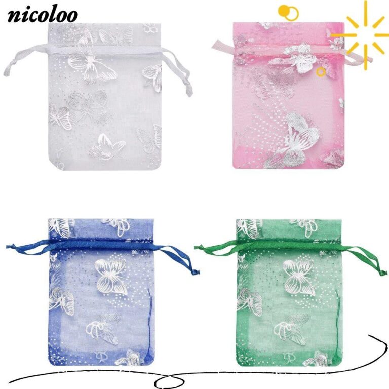 NICOLOO 1050 ชิ้น Drawstring Organza กระเป๋าคุณภาพสูง 79 ซมเครื่องประดับกระเป๋างานแต่งงาน