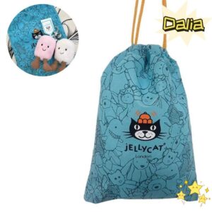 DALIA 1 ชิ้น jELLY CAT กระเป๋า ตุ๊กตาตุ๊กตาสีฟ้ากันฝุ่นถุงของขวัญ Drawstring Tote กระเป๋าผ้าไม่ทอของเล่นถุงเก็บของเล่นสัตว์เลี้ยงของเล่นแมว