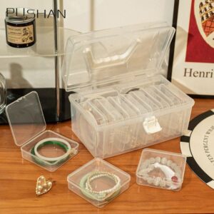 กล่องสร้อยข้อมือ ดัน 1 ชิ้น กล่องเก็บเครื่องประดับจัดเก็บเดสก์ท็อปโปร่งใส อุปกรณ์ในบ้านขนาดเล็กฝาพับพลาสติก