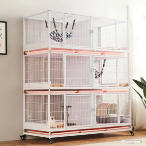 กรงแมวความจุขนาดใหญ่กรงเพาะพันธุ์แมวสามชั้นบ้านแมวกรงสัตว์เลี้ยง