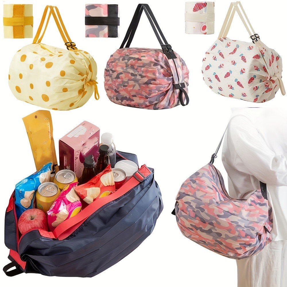 กระเป๋าสะพายเดินทางพับได้พร้อมกระเป๋าสะพายเดินทางพับได้ถุงช้อปปิ้งไนลอนความจุขนาดใหญ่หลายช่องเบาทนทานเหมาะใช้ทุกวันกีฬาปิกนิกชายหาดตั้งแคมป์และเก็บหญิงและชายพับออกแบบพรีเ Transporter Transporter Transporter Transporter กระเป๋าถือลายสนุก ออกแบบพับเก็