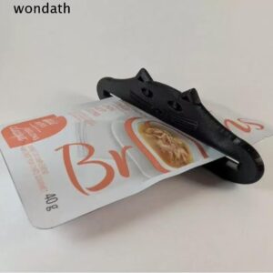 WONDA เครื่องบีบรักษาแมว เครื่องมือบีบพลาสติกแบบพกพา อุปกรณ์ขนมแมวแบบใช้ซ้าได้รูปแมวกันน้าแพ็คซอสเนื้อ