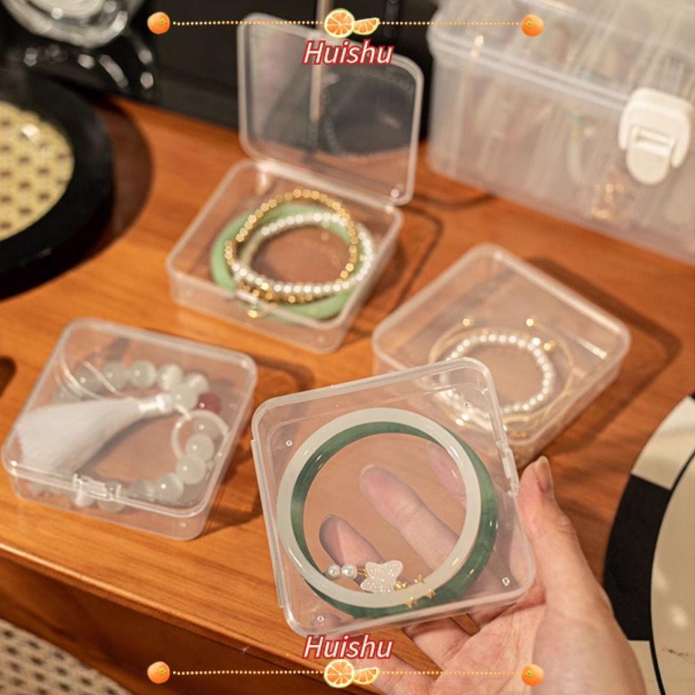ฮุ่ย กล่องสร้อยข้อมือ1ชิ้นฝาพับกล่องเก็บเครื่องประดับโปร่งใสอุปกรณ์ใช้ในบ้านที่ทนทานมินิพลาสติกกันฝุ่น