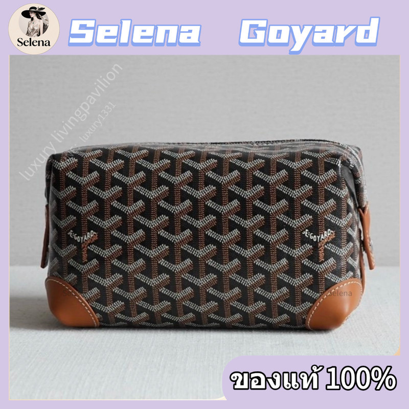 ใหม่ มีใบเสร็จ อุปกรณ์เสริมที่สมบูรณ์ Goyard Black Tan Bowling 25 Toiletry Bag ของแท้ 100