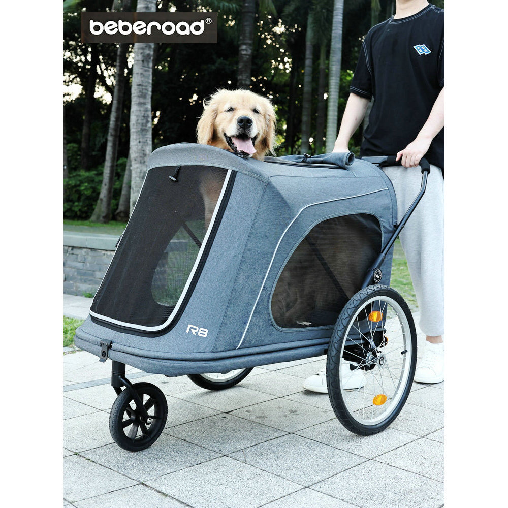 Beberoad R8 รถเข็นสัตว์เลี้ยงขนาดใหญ่ OneClick พับสุนัขขนาดใหญ่ Outing Old Dog Can Trailer จักรยาน
