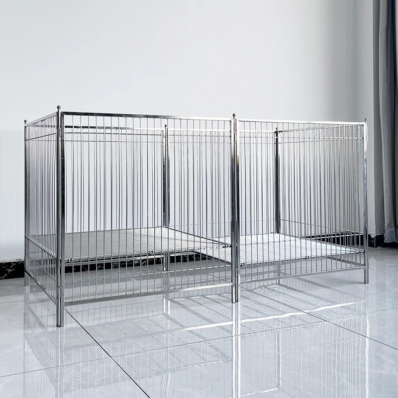 304 สแตนเลสร้านขายสัตว์เลี้ยงกรงแสดงสาหรับลูกสุนัขปุ่มปิดเตียงวิ่งสาหรับสุนัขขนาดเล็ก Teddy Bichon Live Housi