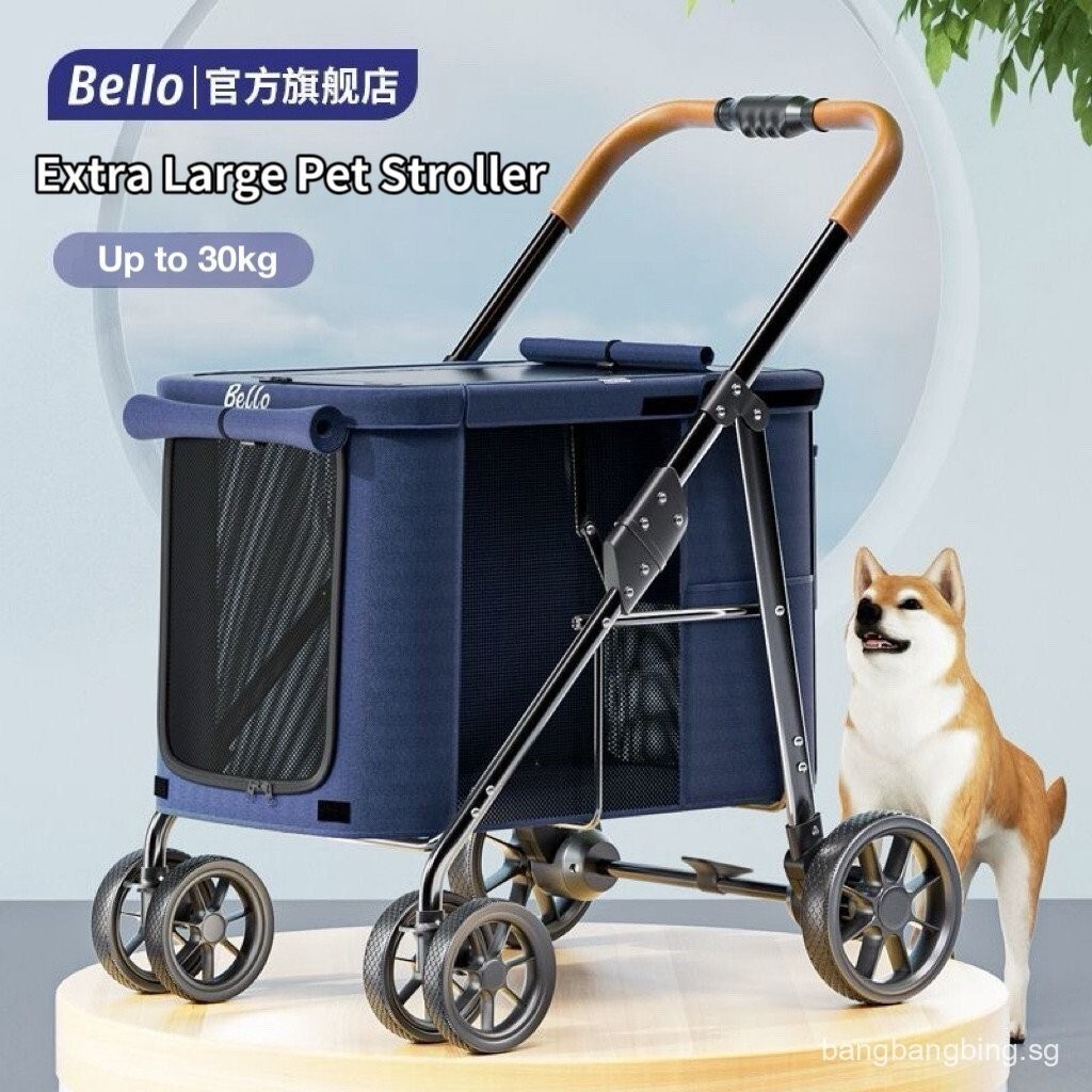 Bello รถเข็นสัตว์เลี้ยงขนาดใหญ่พิเศษ Premium รถเข็นพับได้น้าหนักเบา Travel Carrier Big Dog Cat รถเข็นเด็กสูงสุด 30 กกสัตว์เลี้ยง Pram Breathable พื้นที่ขนาดใหญ่กันน้า